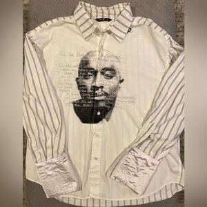 Makavelli Brand Men’s button front shirt w/flare cuffs Tupac embroidery size xxl
